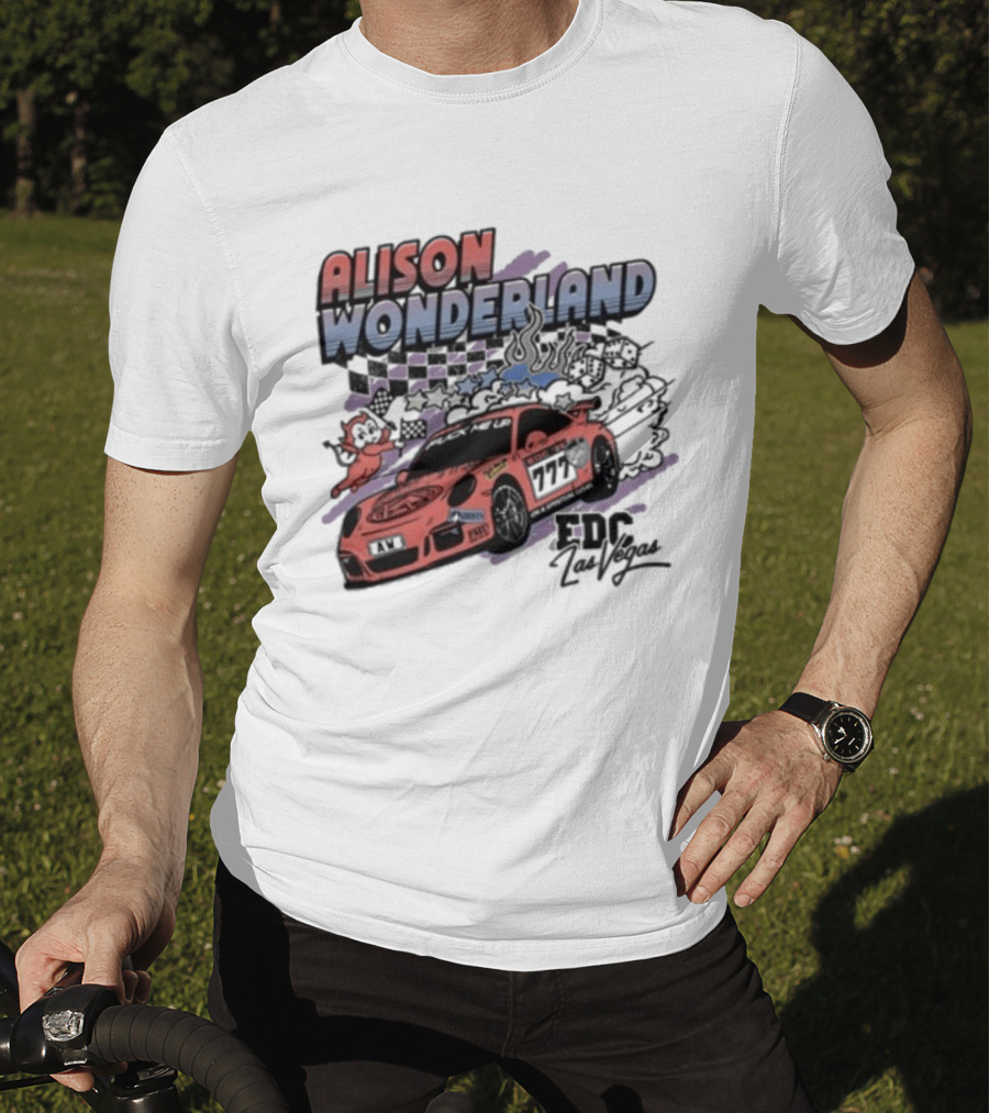 Alison Wonderland Racing 777 EDC Las Vegas Checkered Pink Car T-Shirt
