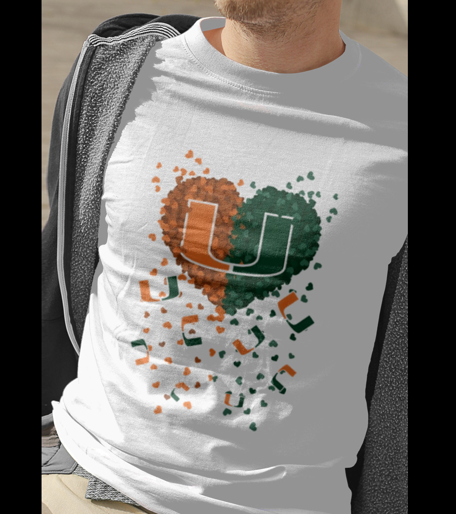 Heart Of Miami Hurricanes 2026 U Logo Football Celebration T-Shirt