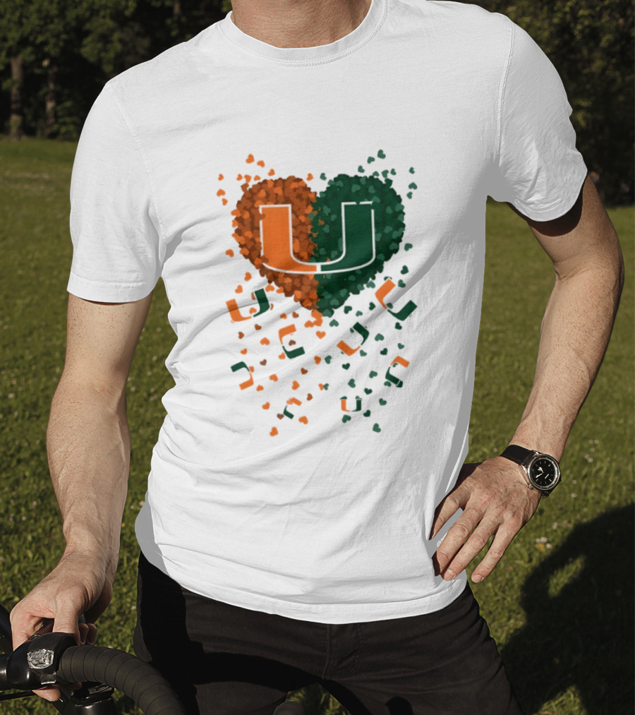 Heart Of Miami Hurricanes 2026 U Logo Football Celebration T-Shirt
