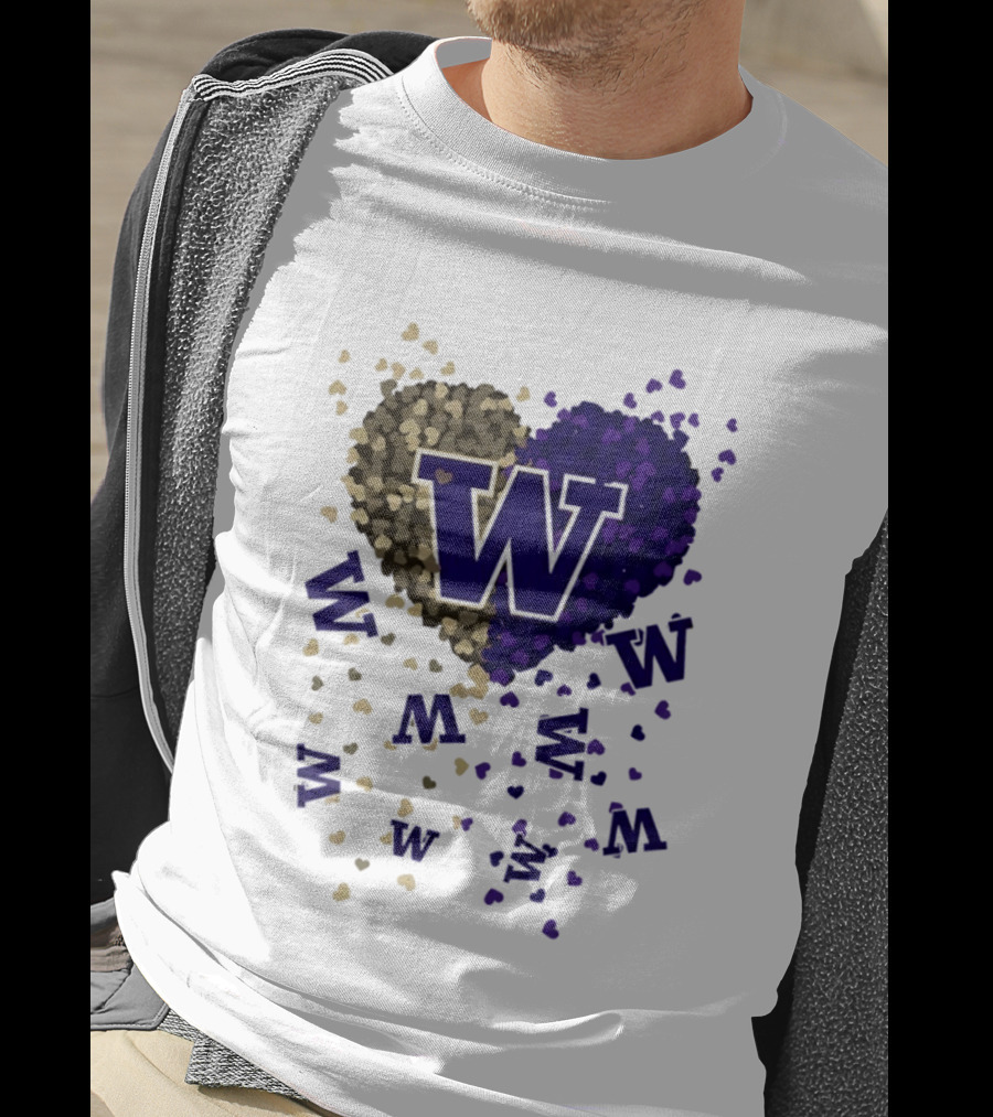 W Washington Huskies Heart 2026 Football Celebration T-Shirt