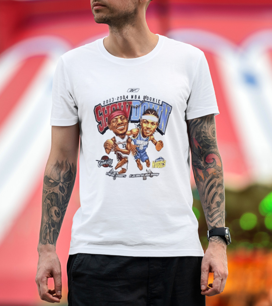 2003 2004 NBA Rookie Showdown LeBron James Carmelo Anthony Cavaliers Nuggets T-Shirt