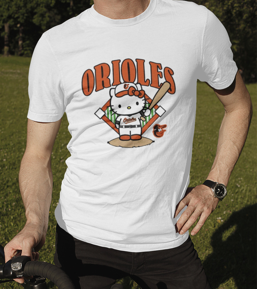 Baltimore Orioles Hello Kitty MLB Collaboration With Baseball T-Shirt