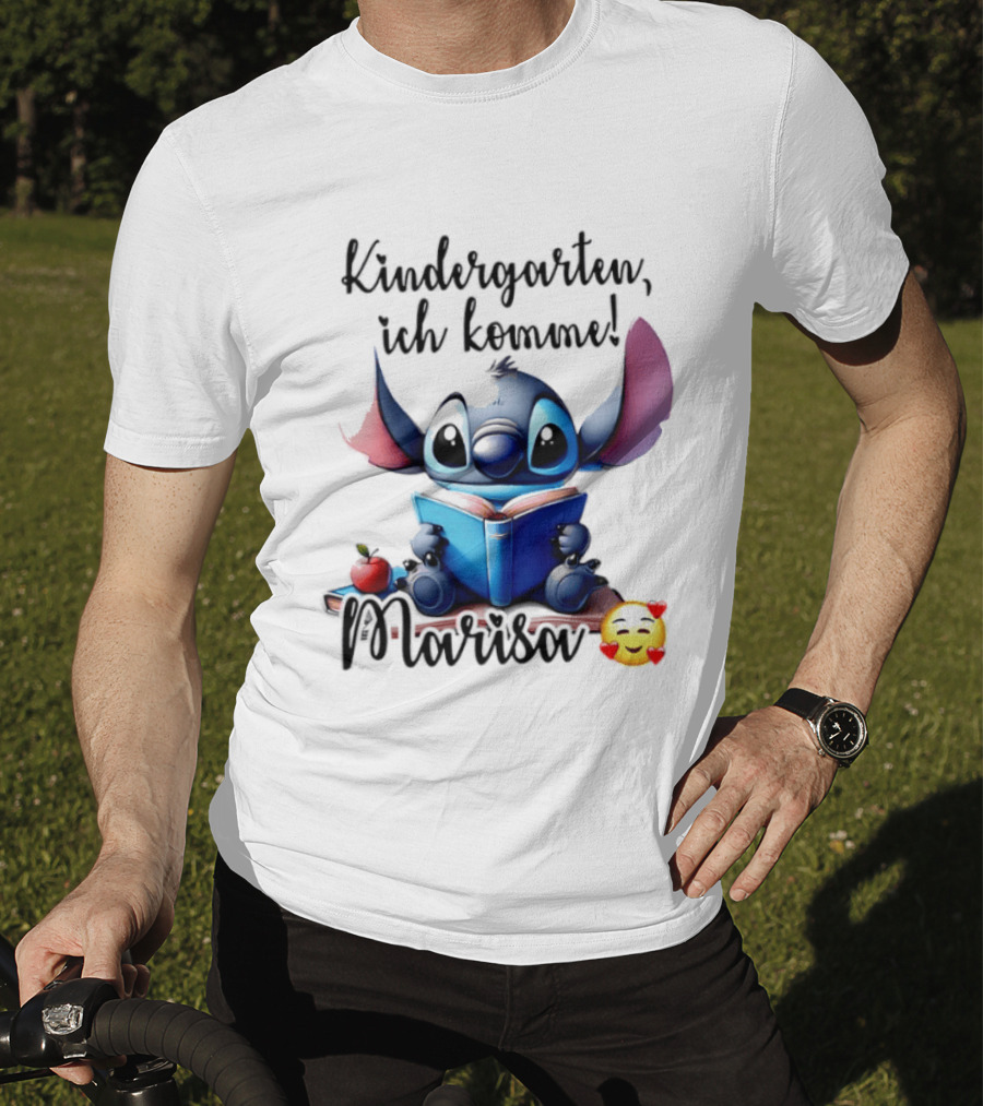 Kindergarten Ich Komme Marisa Blue Alien Book Reading T-Shirt