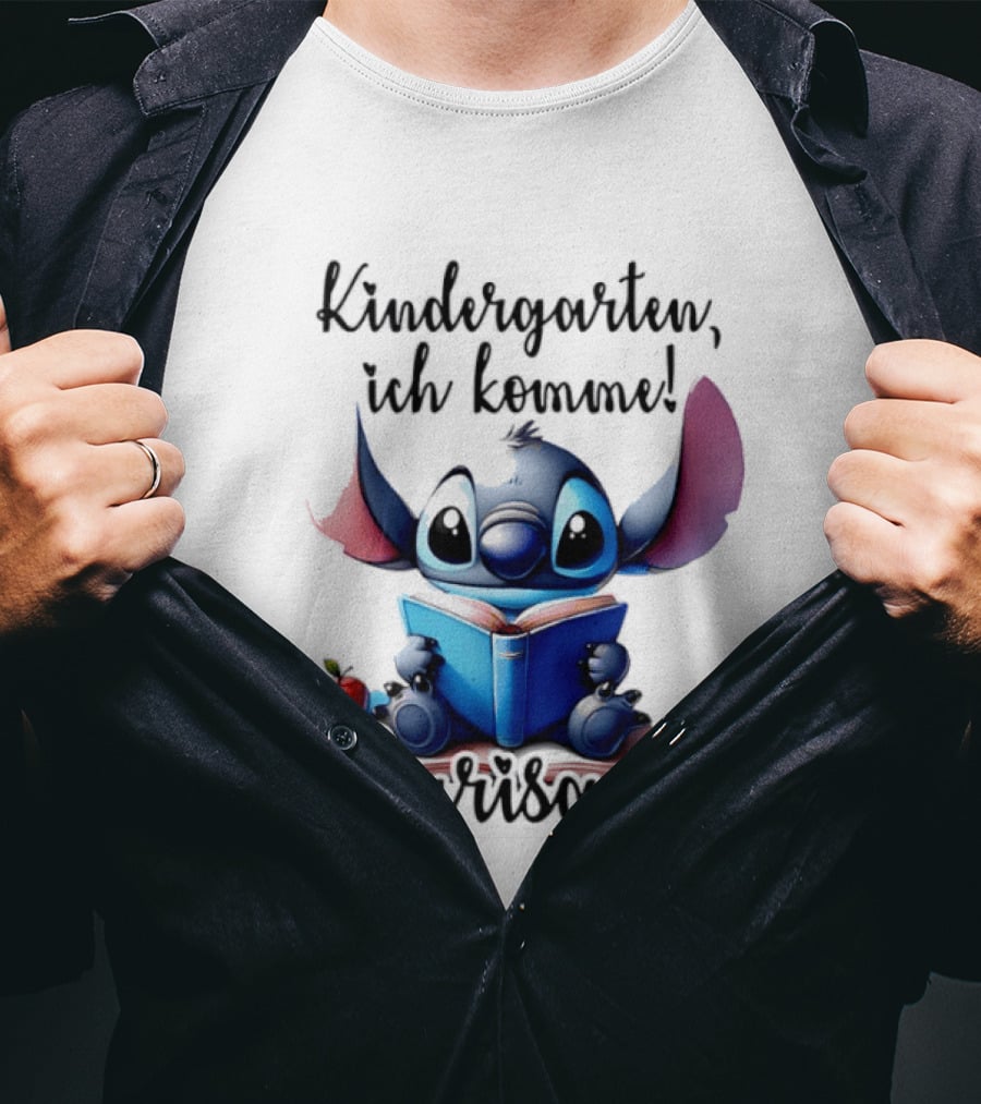 Kindergarten Ich Komme Marisa Blue Alien Book Reading T-Shirt