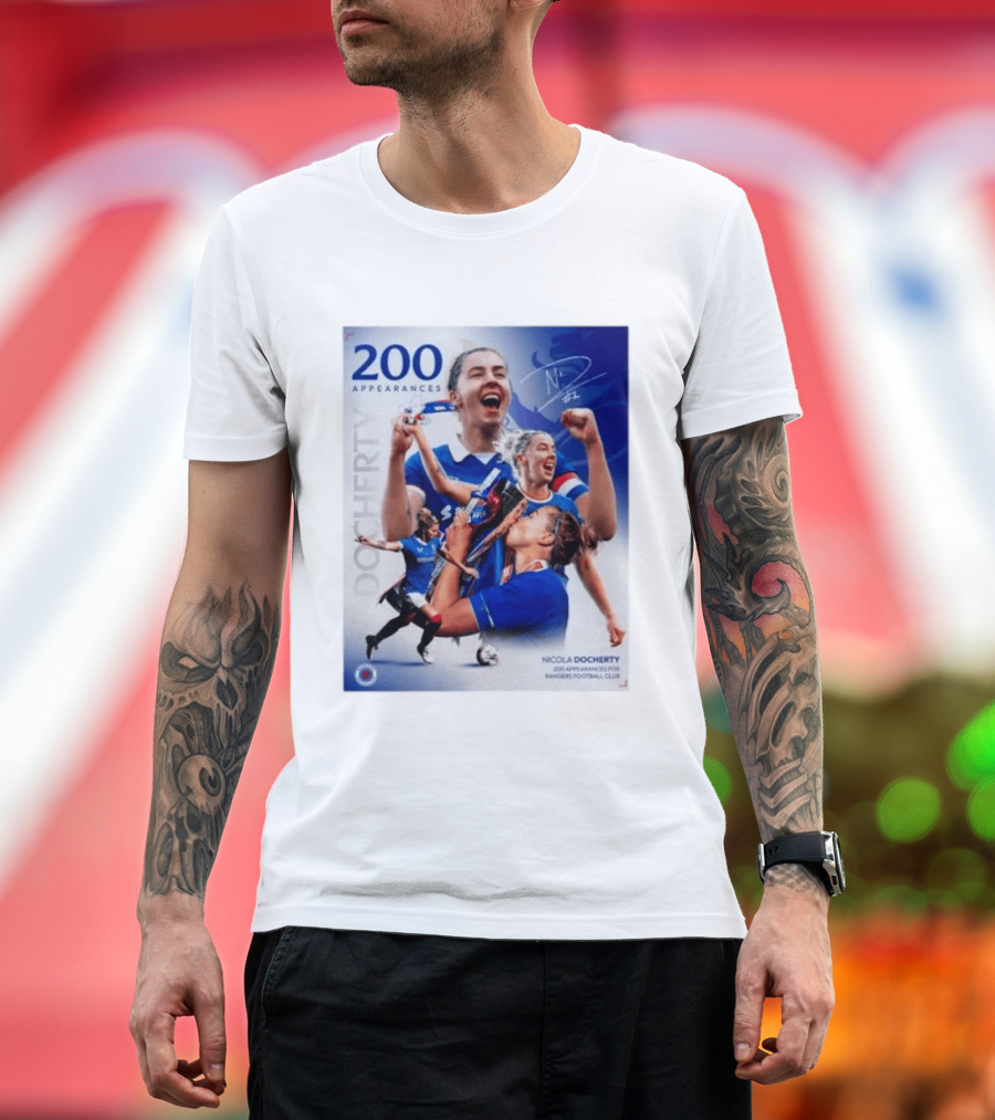 Nicola Docherty 200 Appearances Rangers Football Club Celebration T-Shirt