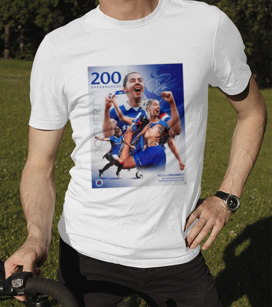 Nicola Docherty 200 Appearances Rangers Football Club Celebration T-Shirt