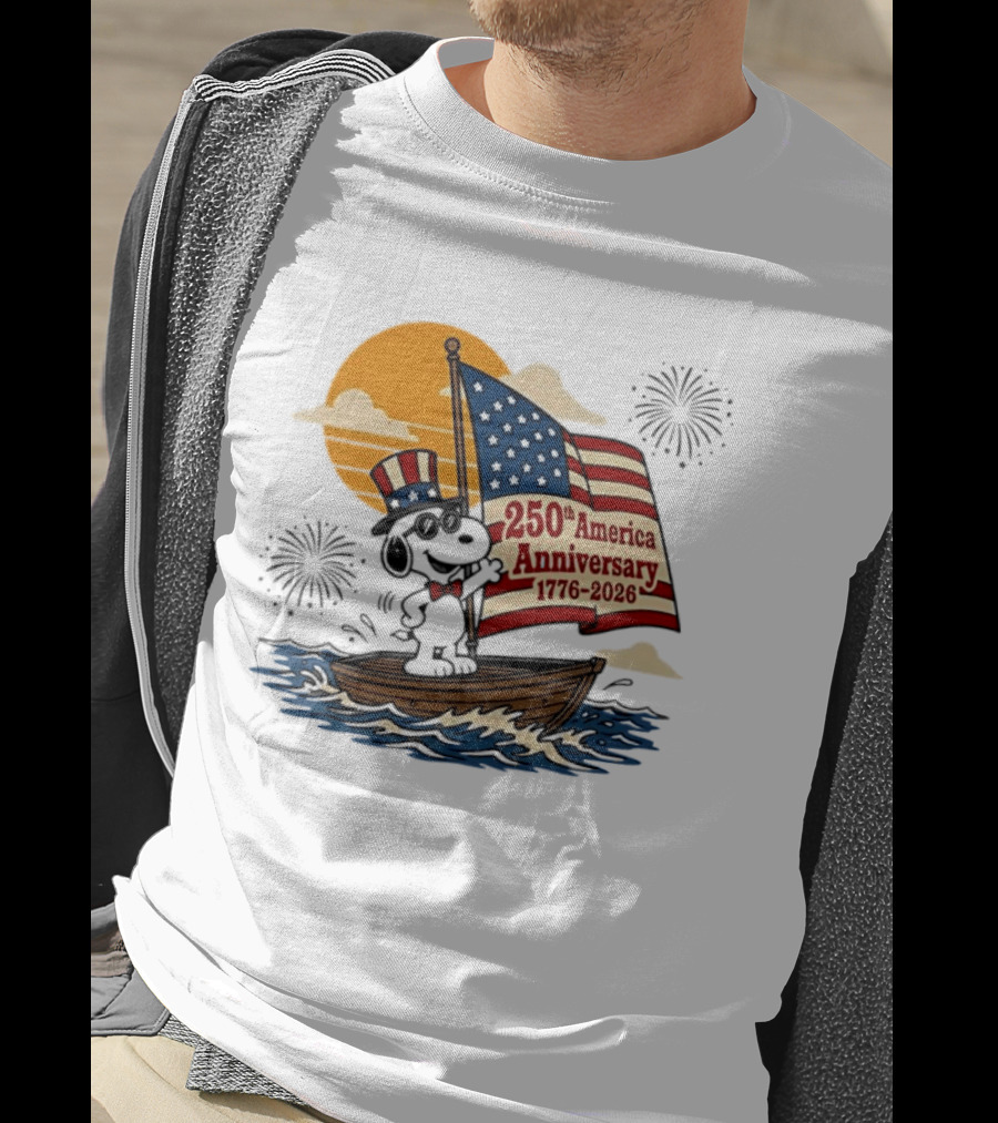 Snoopy 250th America Anniversary 1776 2026 Sailboat Celebration T-Shirt