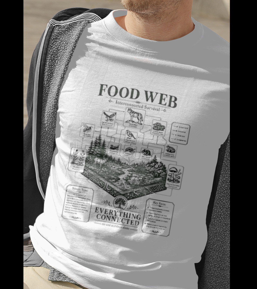 Food Web Diagram Forest Ecosystem Energy Everything Connected T-Shirt