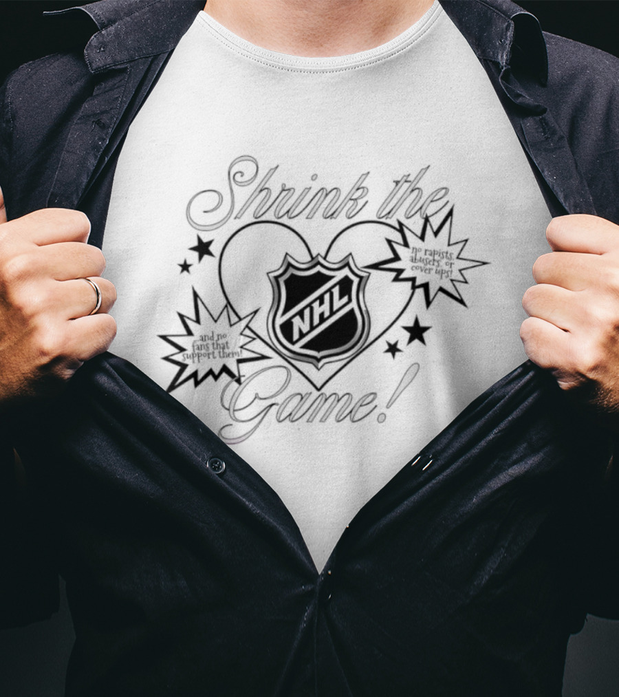 Shrink The Game NHL Heart Comic Style Stars T-Shirt