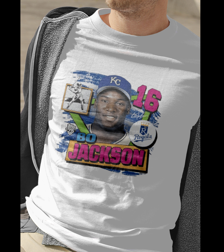 Bo Jackson 16 Kansas City Royals Topps 75 Vintage Baseball Memorabilia T-Shirt