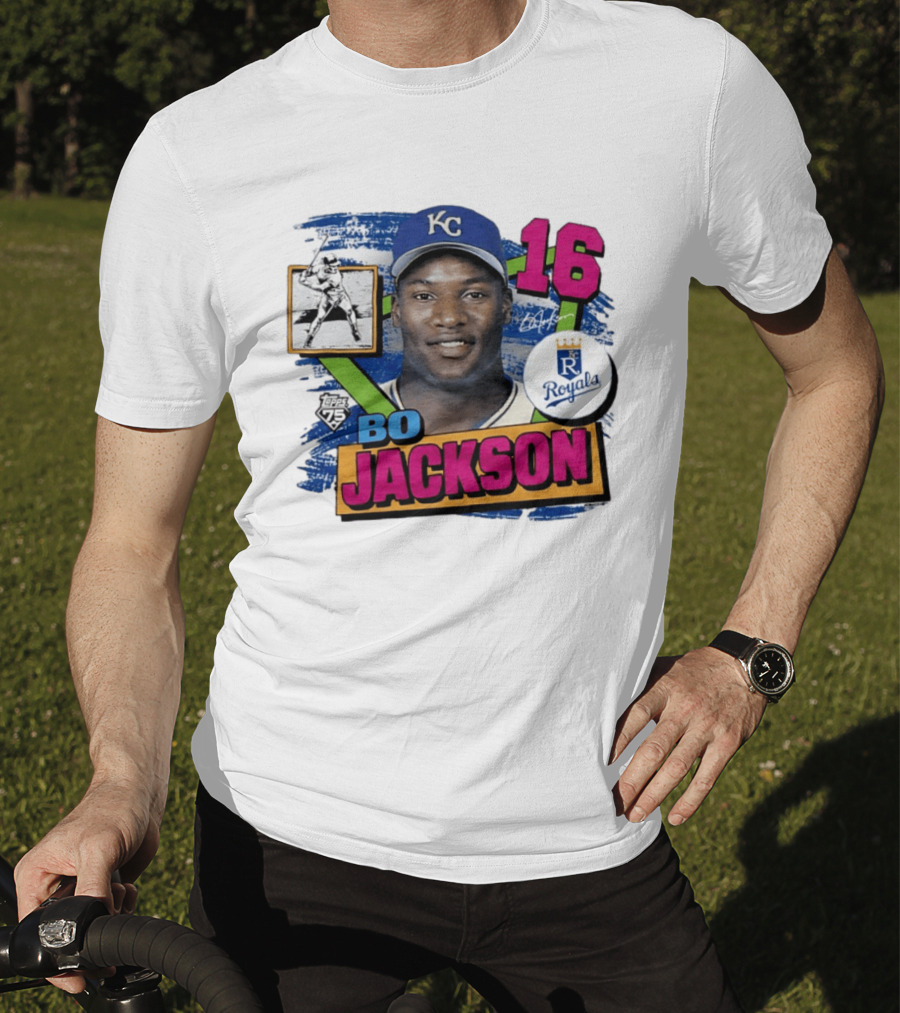 Bo Jackson 16 Kansas City Royals Topps 75 Vintage Baseball Memorabilia T-Shirt