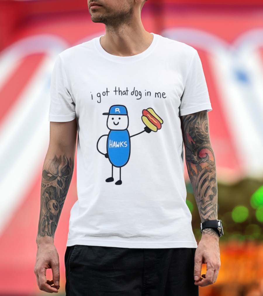 Edmonton Riverhawks I Got That Dog In Me Hot Dog Baseball Stick Figure T-Shirt