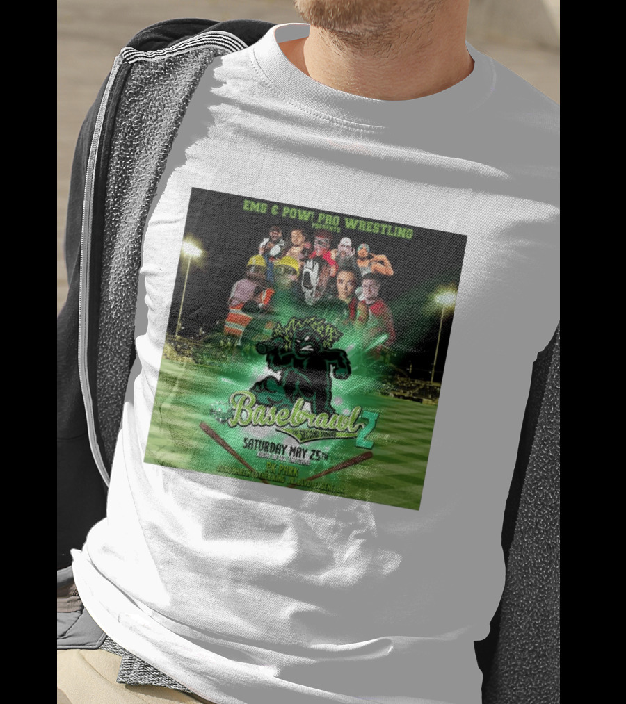 EMS & POW Pro Wrestling Basebrawl 2 The Second Inning May 25th PK Park Eugene OR T-Shirt