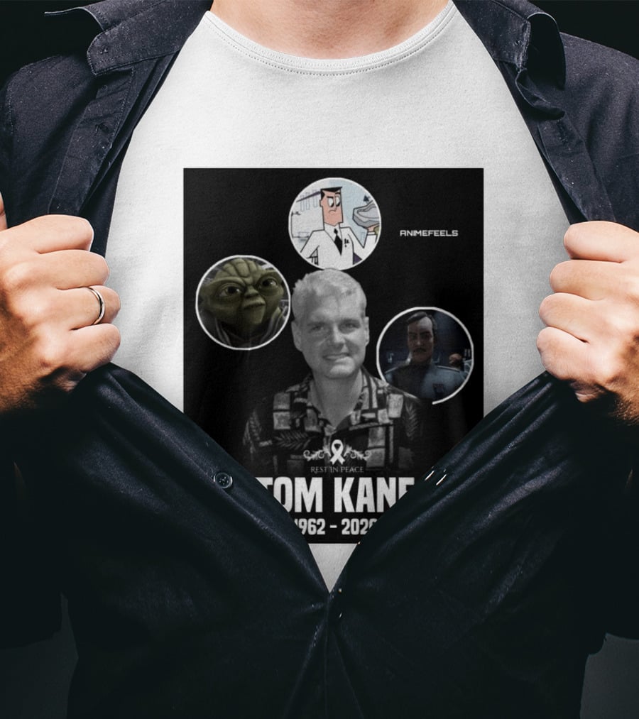 Rest In Peace Tom Kane 1962 2026 Animefeels Yoda T-Shirt