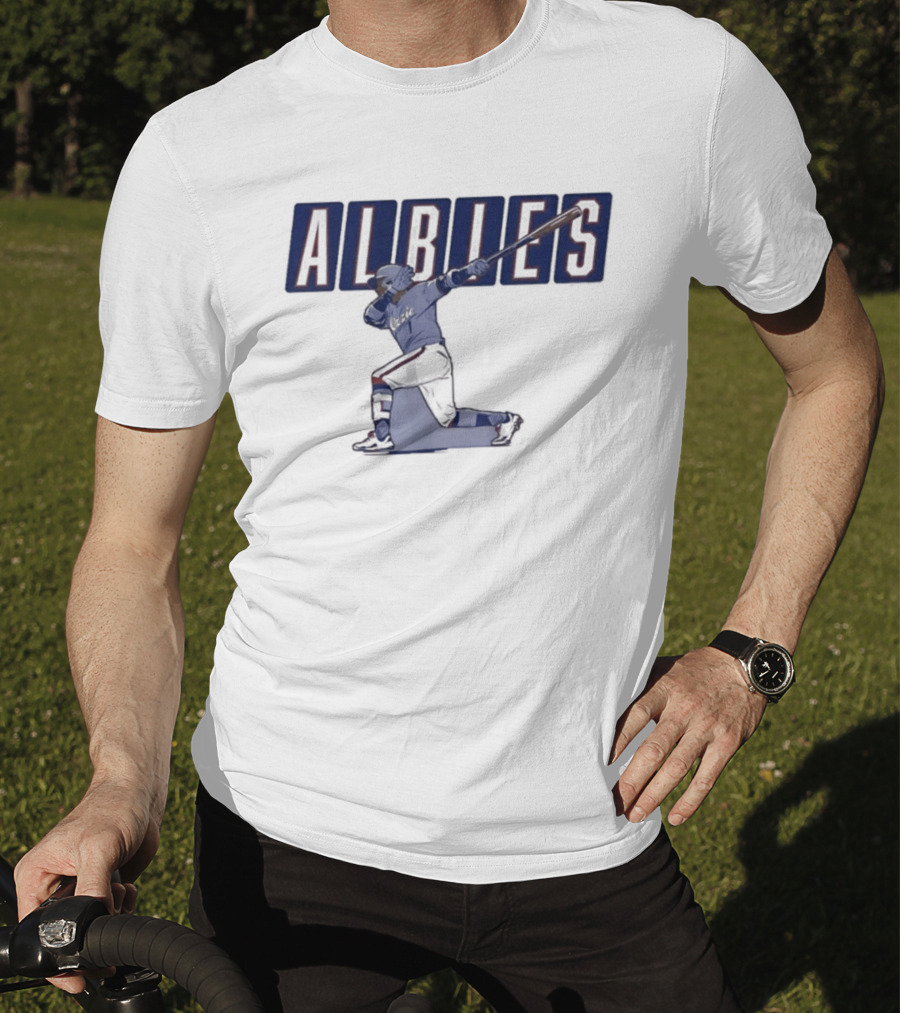 ALBIES ATLANTA Slugger Swing Baseball Player T-Shirt
