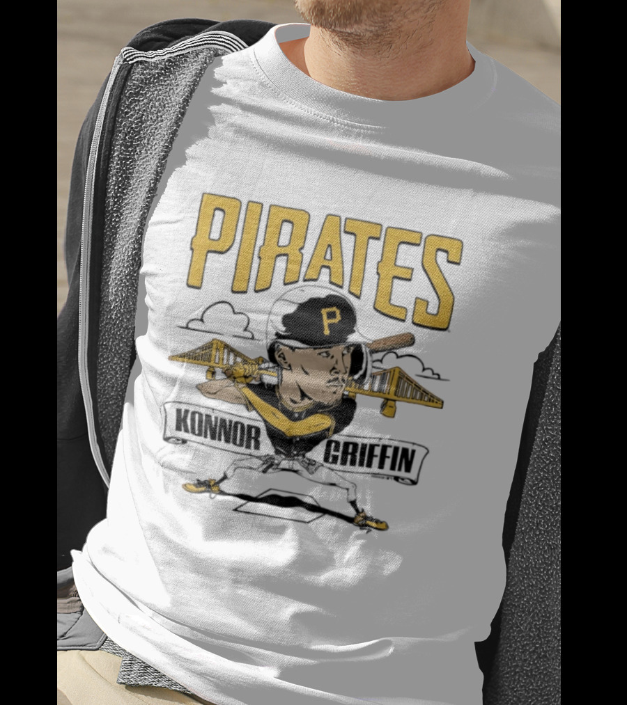 Pittsburgh Pirates Konnor Griffin Caricature Swing With Bridges T-Shirt