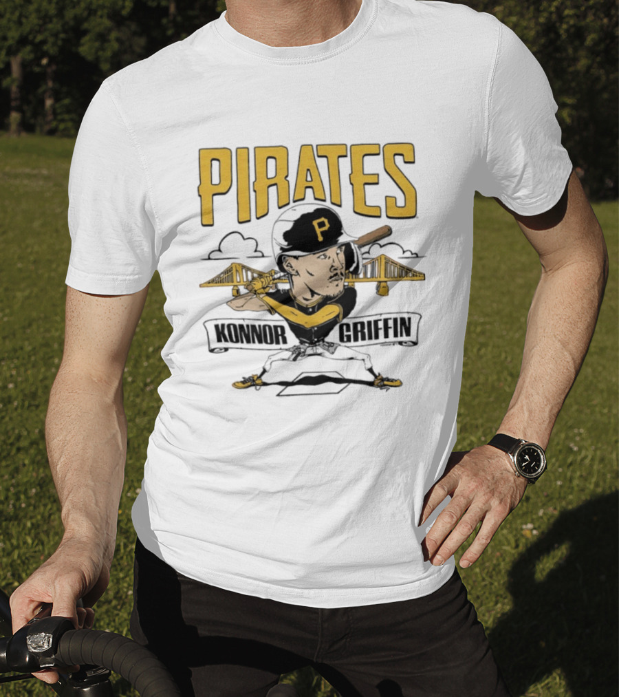 Pittsburgh Pirates Konnor Griffin Caricature Swing With Bridges T-Shirt