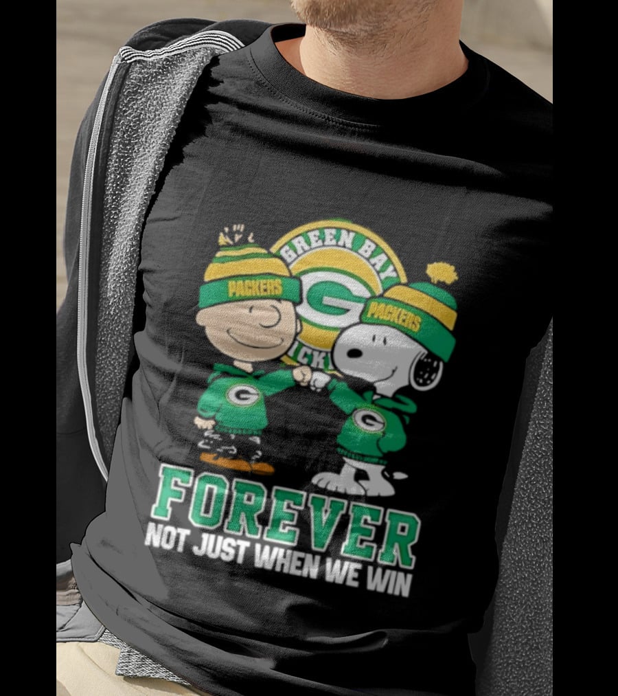 Peanuts Charlie Brown Snoopy Green Bay Packers Forever Not Just When We Win T-Shirt