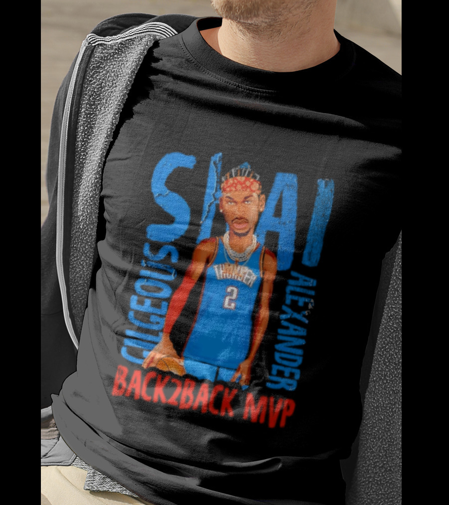 Shai Gilgeous Alexander Back 2 Back MVP Oklahoma City Basketball Player Number 2 T-Shirt