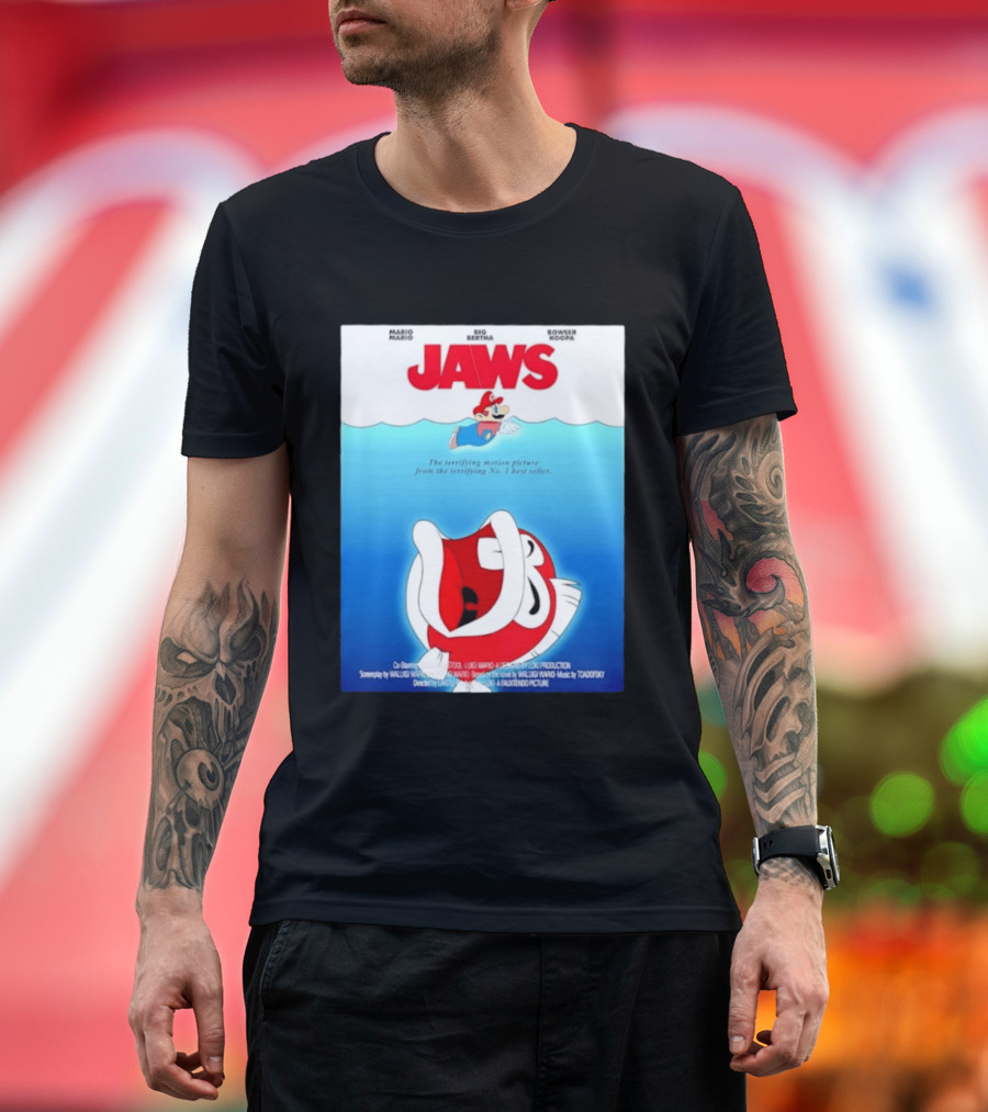 Mario Jaws Big Bertha Bowser Koopa Movie T-Shirt