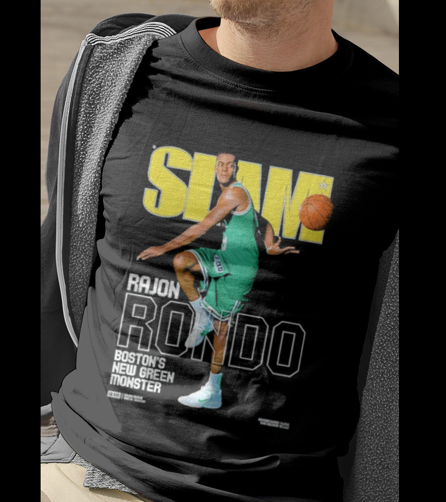 Slam Magazine Cover Rajon Rondo Boston New Green Monster Basketball T-Shirt