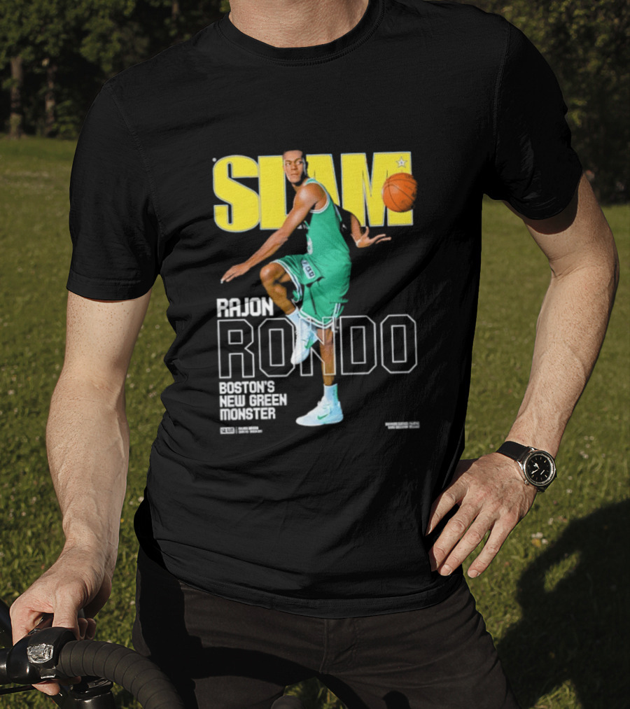 Slam Magazine Cover Rajon Rondo Boston New Green Monster Basketball T-Shirt