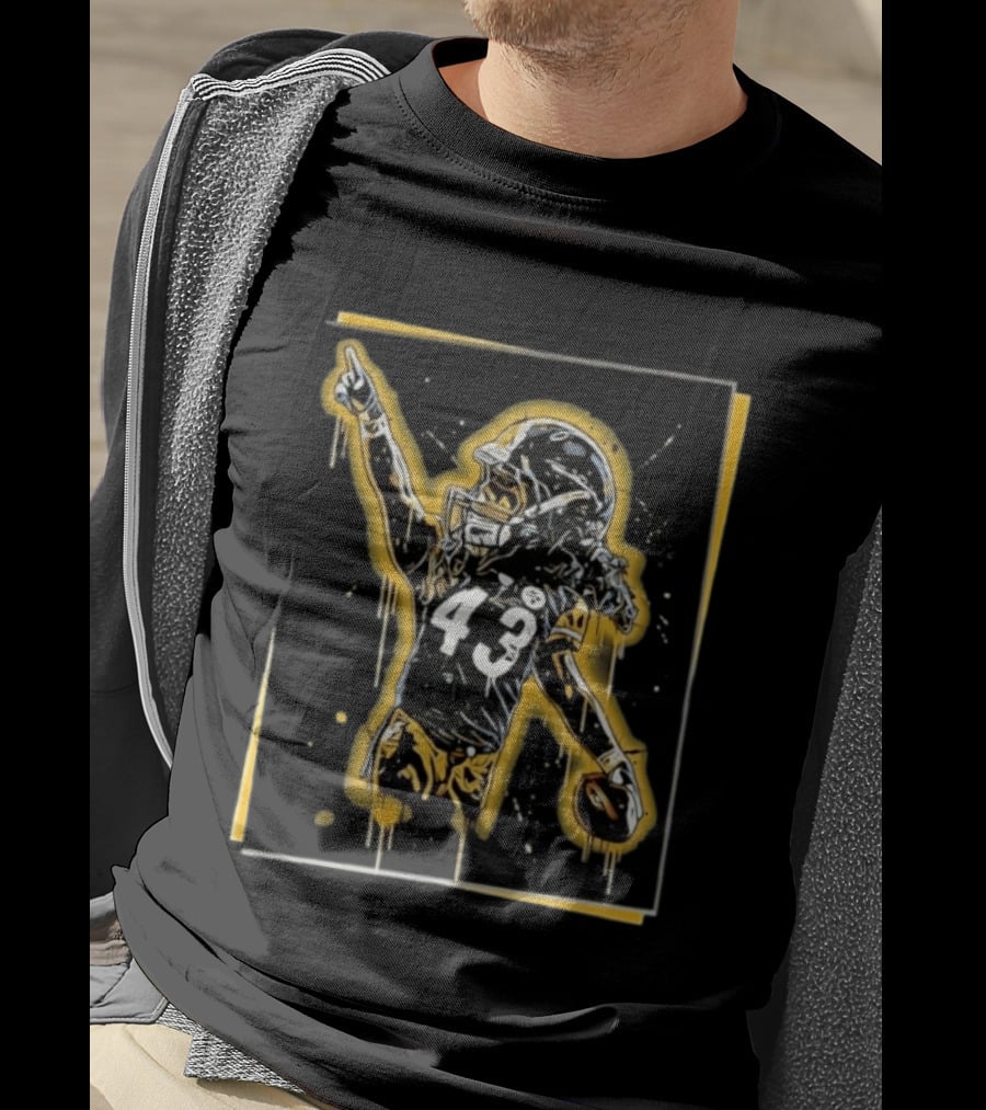 Troy Polamalu Pittsburgh Steelers 43 Splatter Paint Art Football T-Shirt