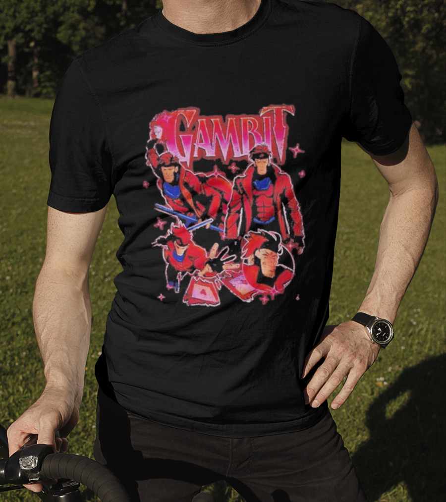 Marvel X Men Gambit Red Jacket Blue Scarf Playing Cards T-Shirt
