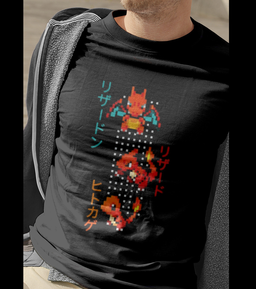 Pokémon Charizard Evolution Pixel Art With And T-Shirt