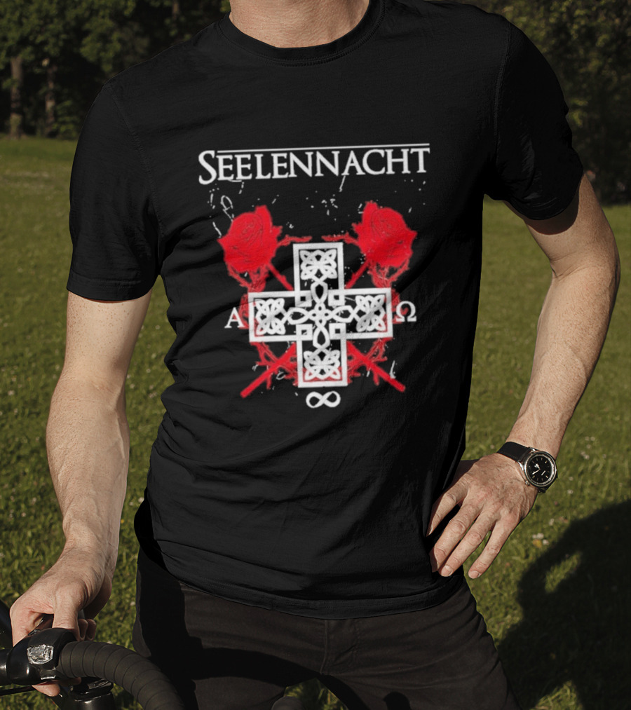 Seelennacht Celtic Cross Red Roses Alpha Omega Infinity T-Shirt