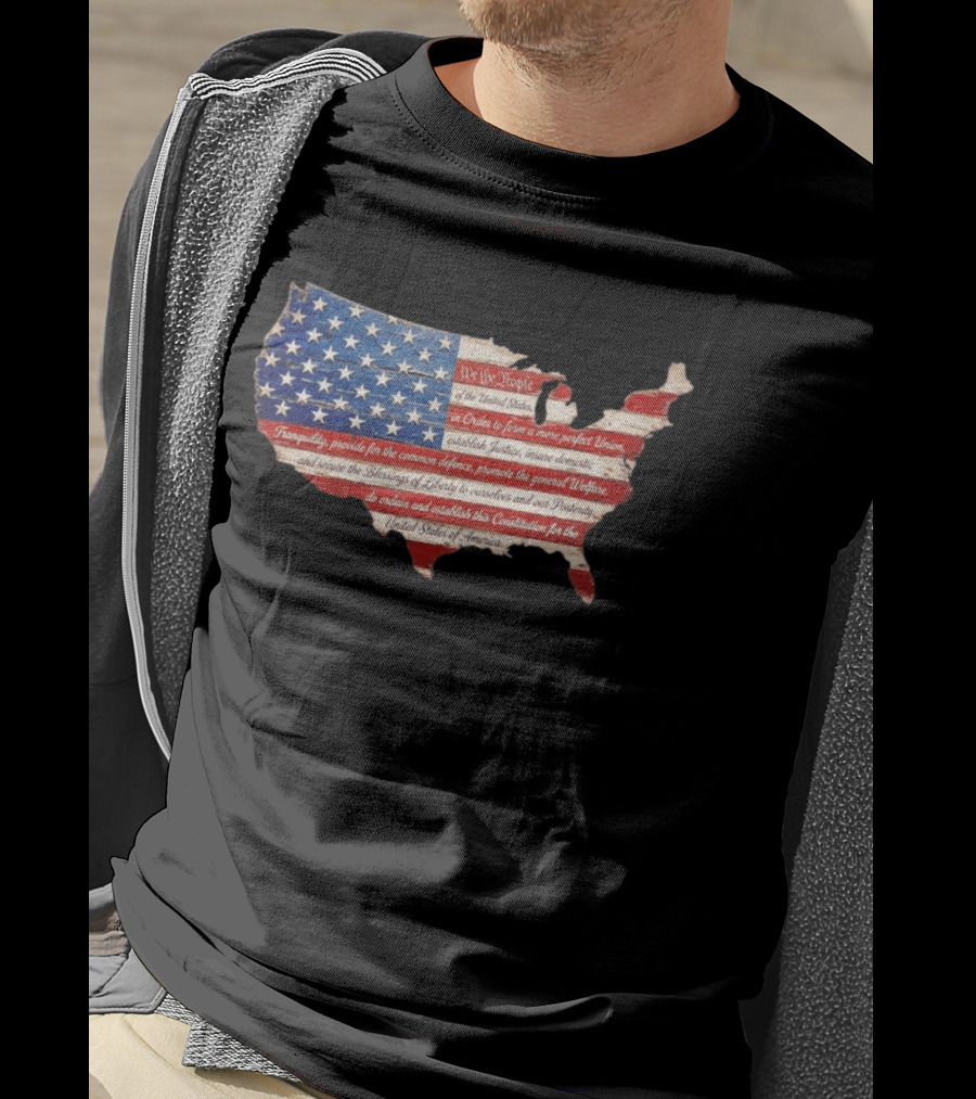 We The People Flag Map Of The United States Constitution T-Shirt