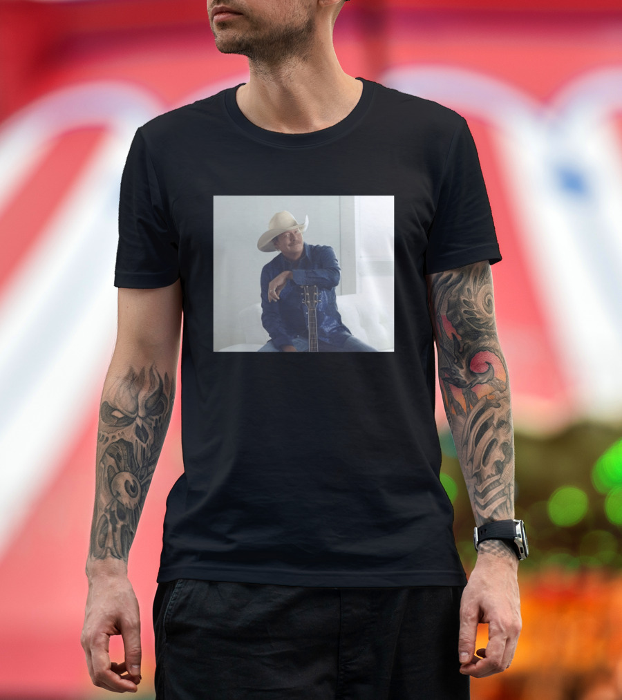 Alan Jackson I Want To Stroll Over Heaven With You White Hat Blue Guitar T-Shirt