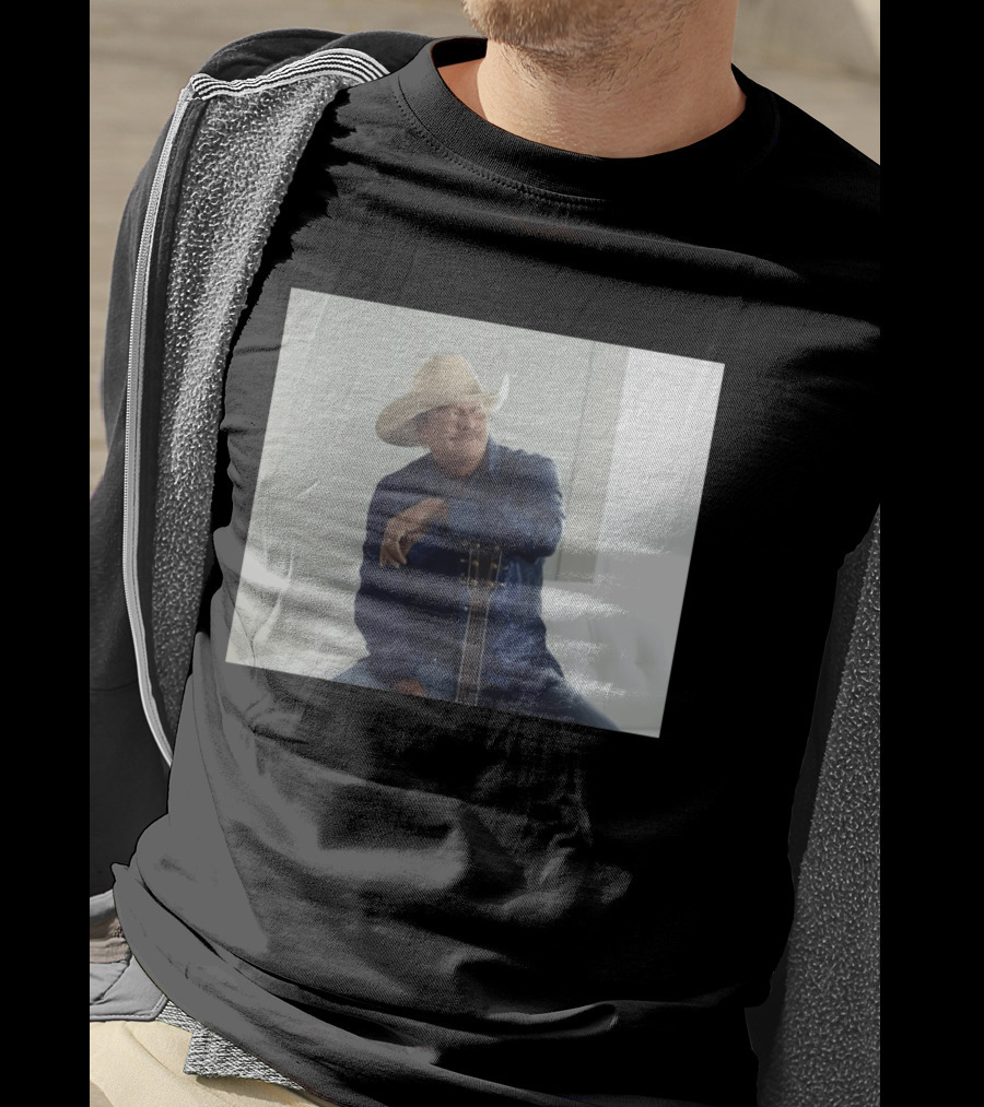 Alan Jackson I Want To Stroll Over Heaven With You White Hat Blue Guitar T-Shirt
