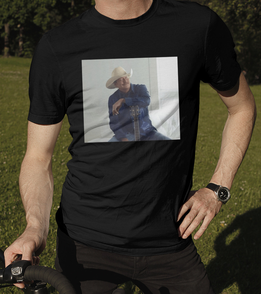 Alan Jackson I Want To Stroll Over Heaven With You White Hat Blue Guitar T-Shirt