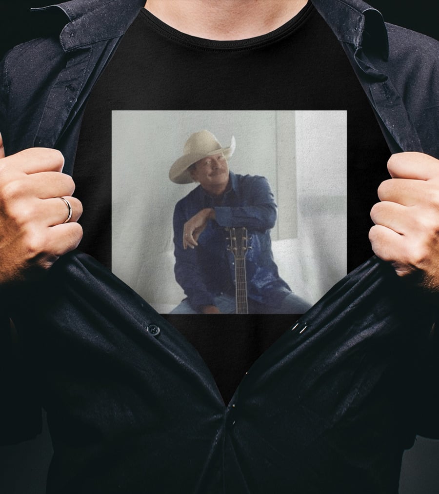 Alan Jackson I Want To Stroll Over Heaven With You White Hat Blue Guitar T-Shirt