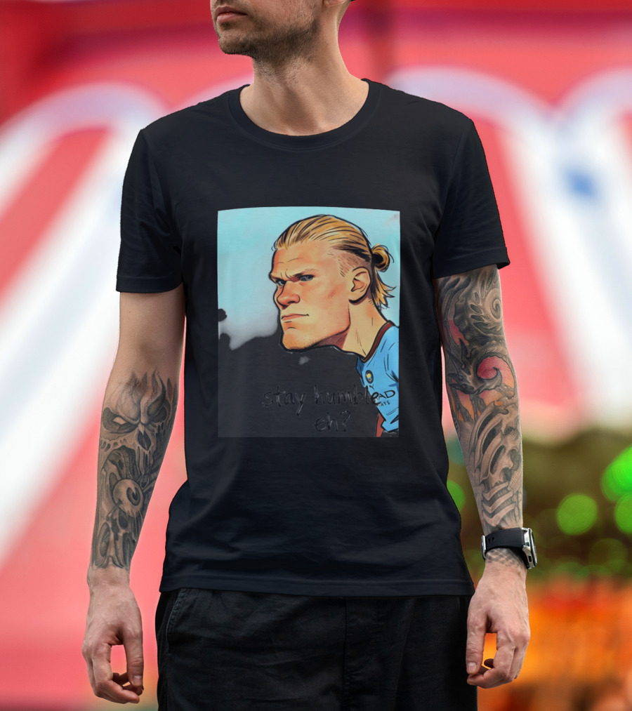 Erling Haaland Cartoon Manchester City Stay Humble Eh T-Shirt