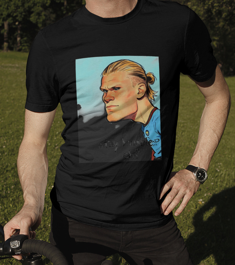 Erling Haaland Cartoon Manchester City Stay Humble Eh T-Shirt