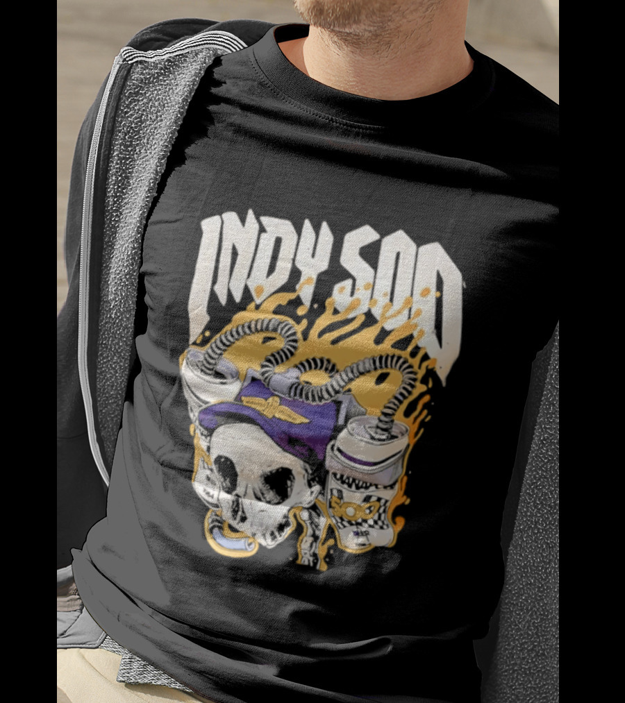 Indy 500 Skull Cap Beer Drinking Racing T-Shirt