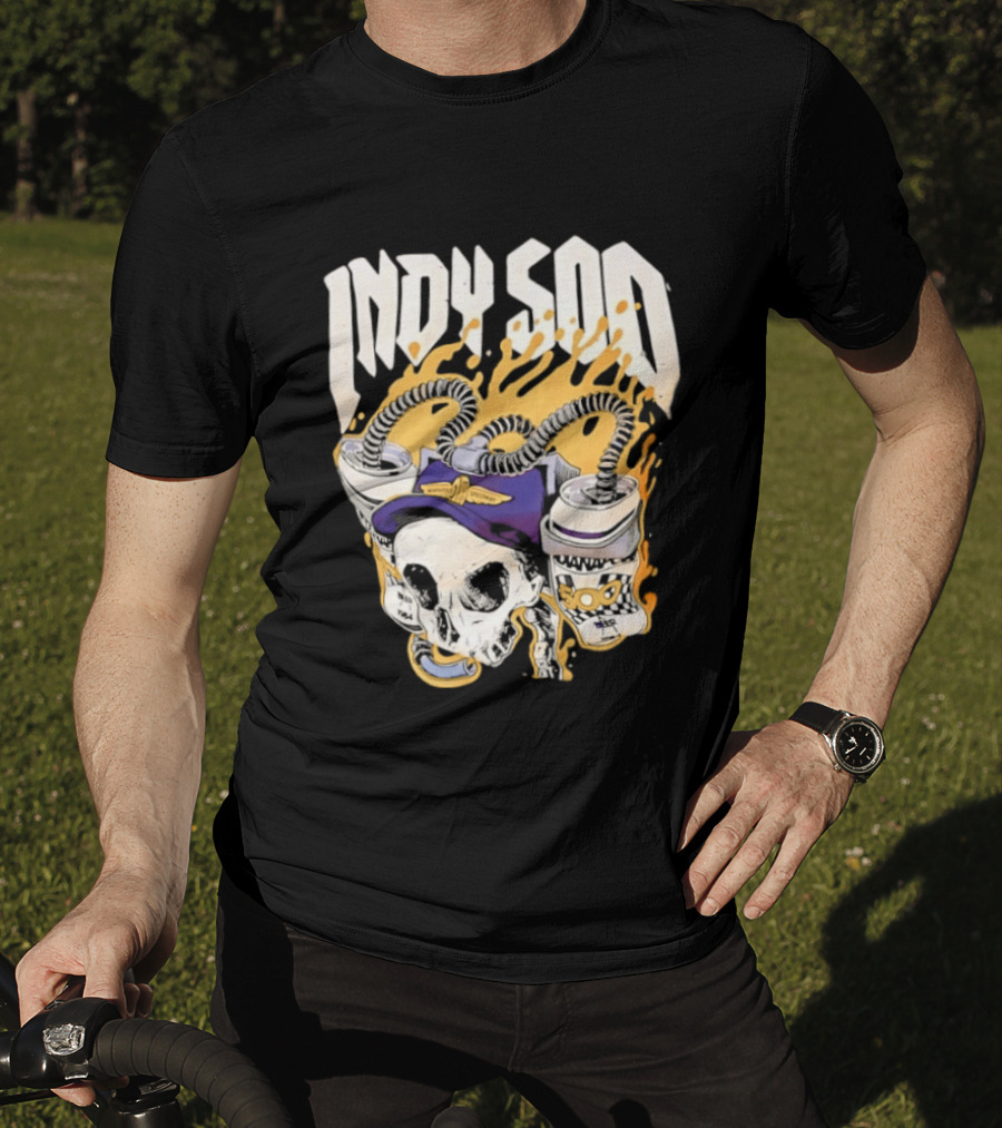 Indy 500 Skull Cap Beer Drinking Racing T-Shirt