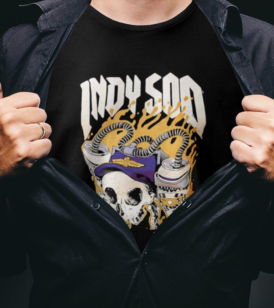 Indy 500 Skull Cap Beer Drinking Racing T-Shirt
