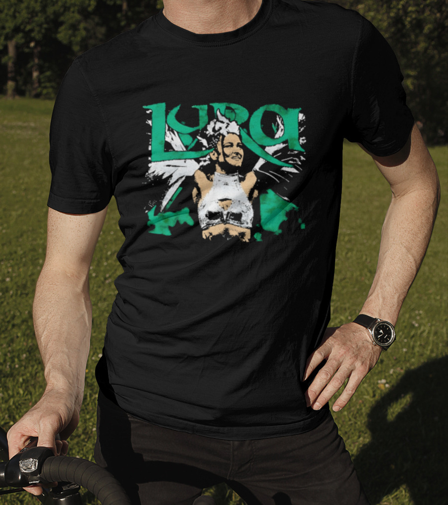 Lyra Valkyria WWE Wrestling White Outfit Green Accents T-Shirt