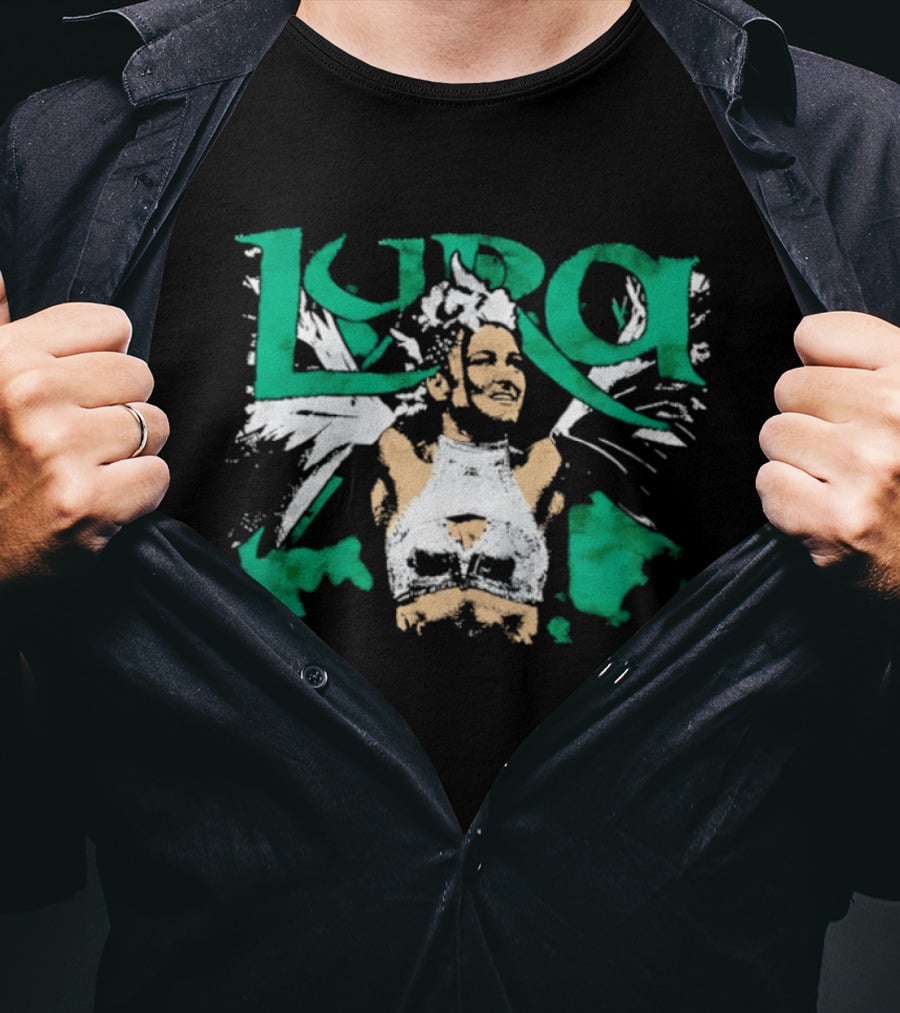 Lyra Valkyria WWE Wrestling White Outfit Green Accents T-Shirt