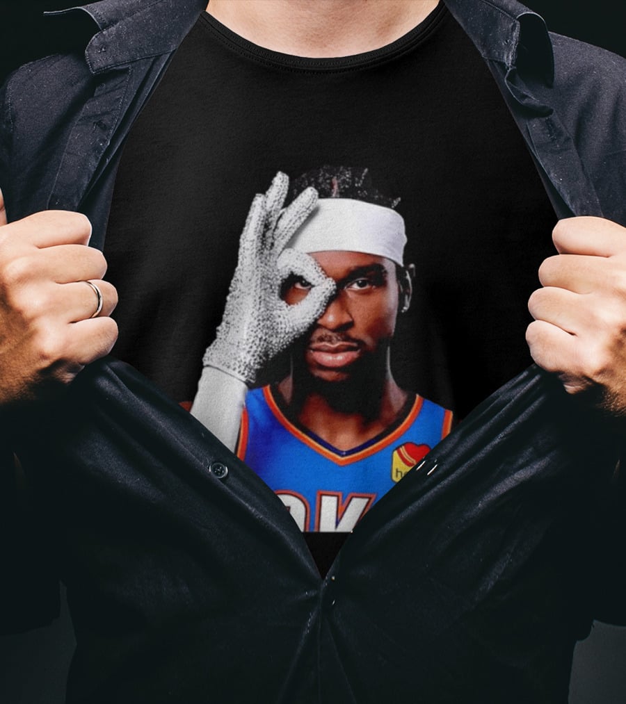 Shai Gilgeous Alexander Oklahoma City Thunder Clutch Player Of The Year 2026 Glitter Gloves Houta OKC T-Shirt