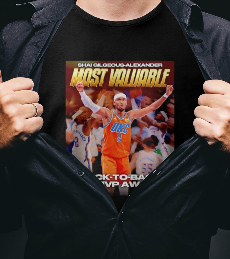 Shai Gilgeous Alexander Oklahoma City Thunder Most Valuable Back To Back NBA MVP Awards T-Shirt