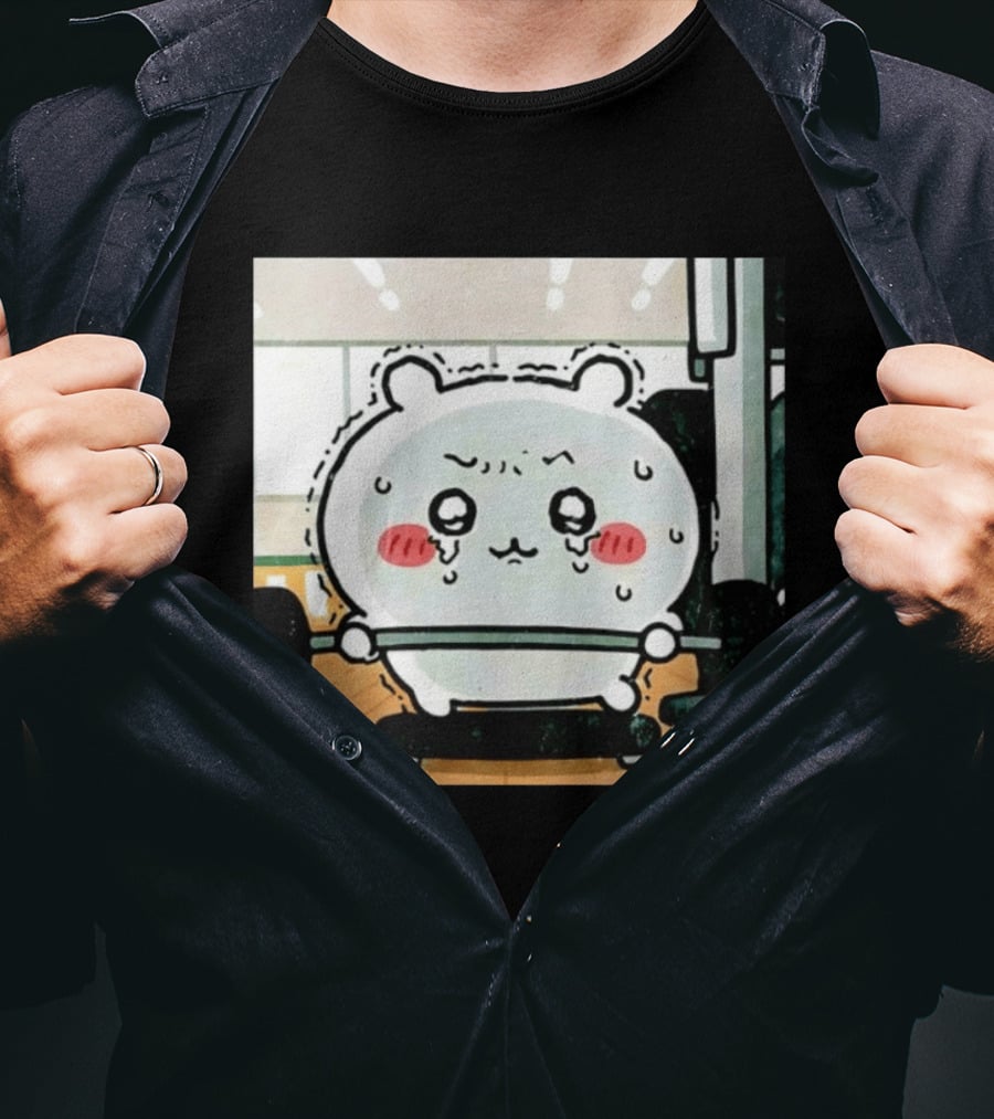 Chiikawa Usagi Exercising Gym Scene Cute Cartoon Character Training T-Shirt