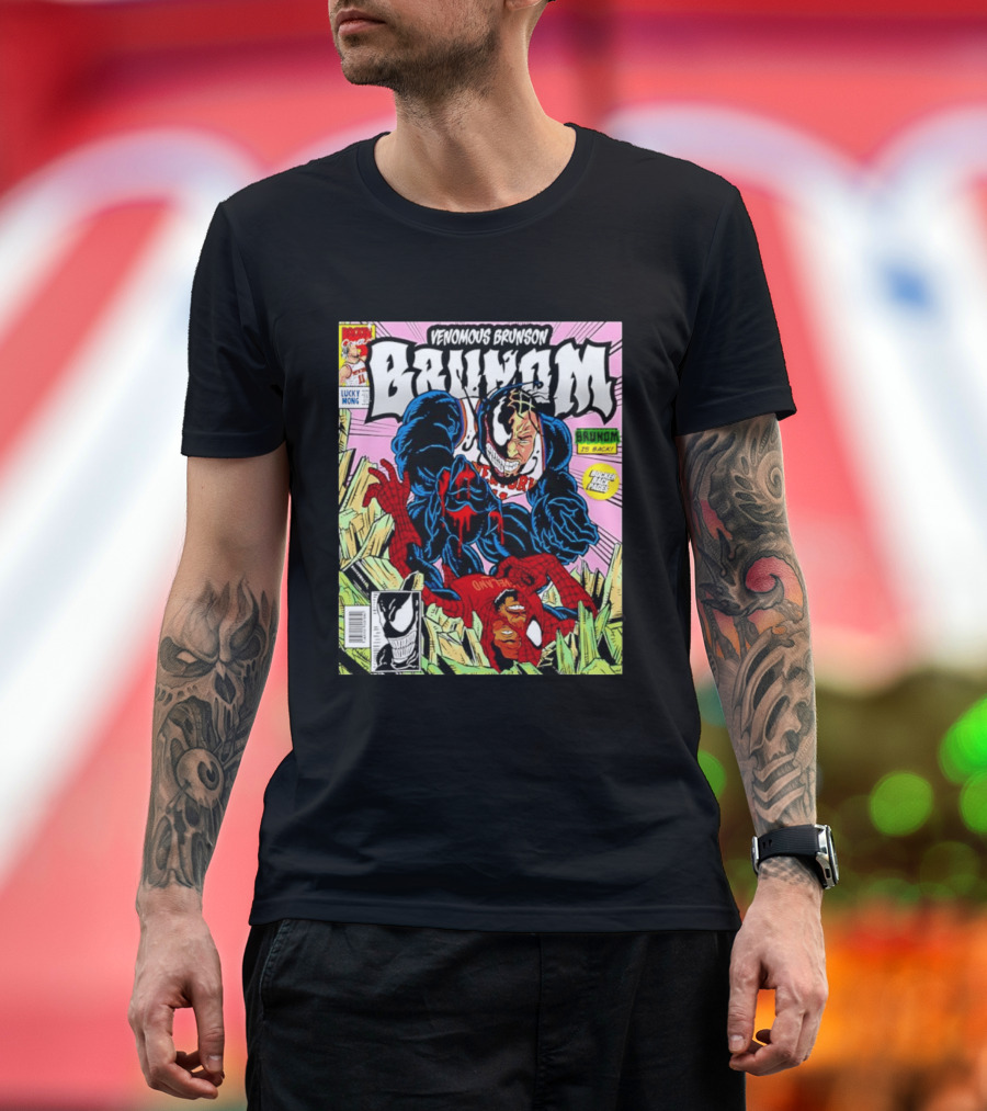 Venomous Brunson Venom X Jalen Brunson Marvel Comic Brunes Back Cover Price T-Shirt