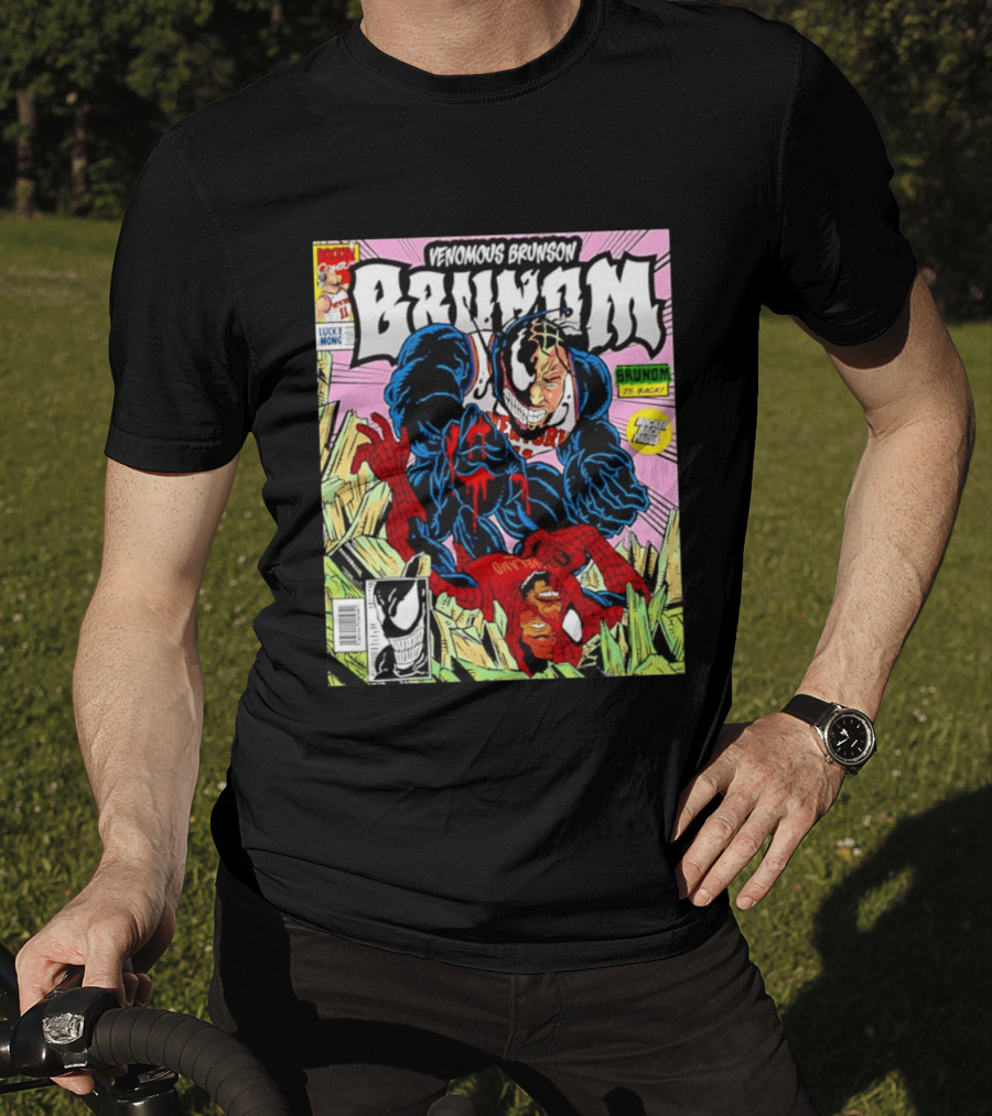 Venomous Brunson Venom X Jalen Brunson Marvel Comic Brunes Back Cover Price T-Shirt