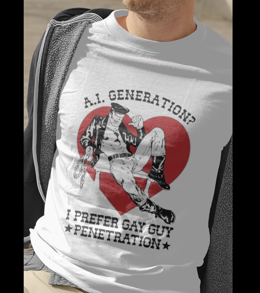 A.I. Generation I Prefer Gay Guy Penetration Heart Background Leather Outfit T-Shirt