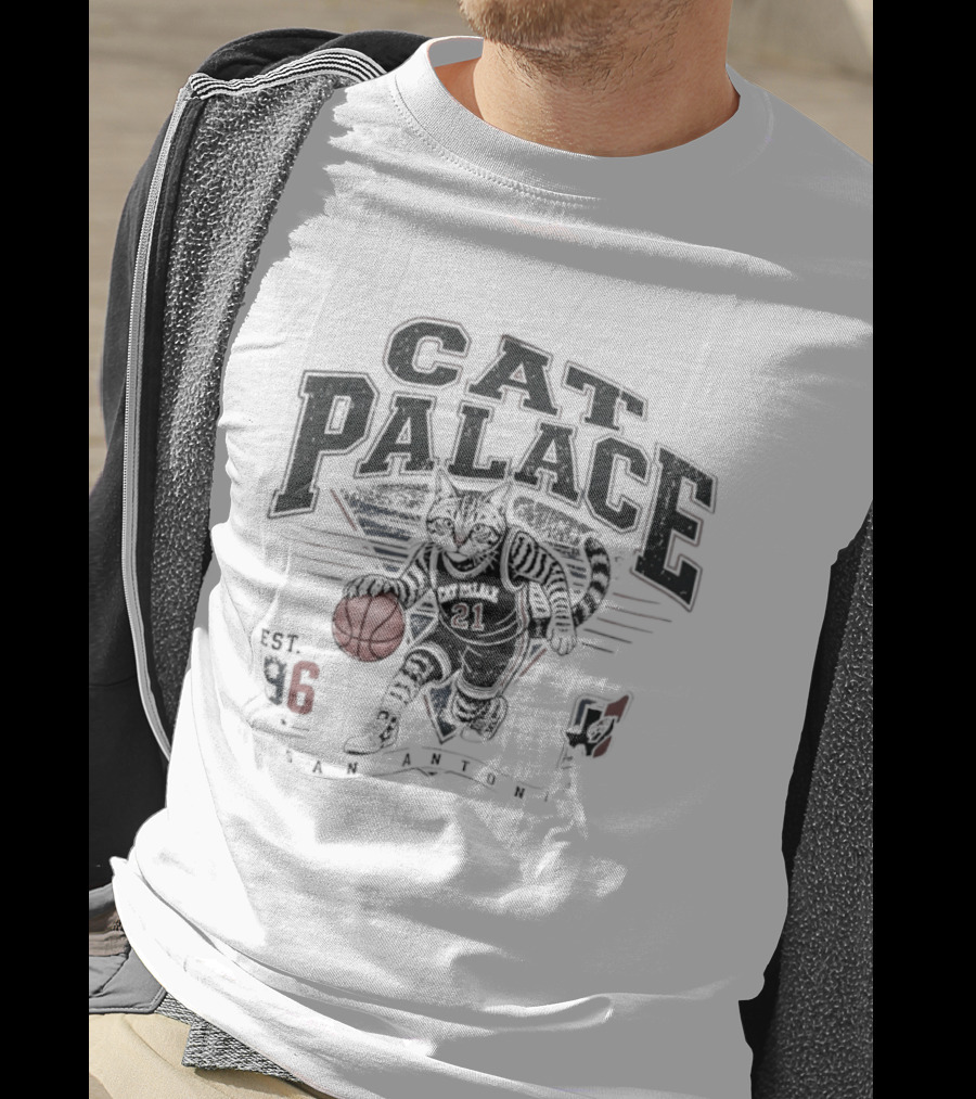 Cat Palace San Antonio Spurs Est 96 Basketball Cat Player T-Shirt