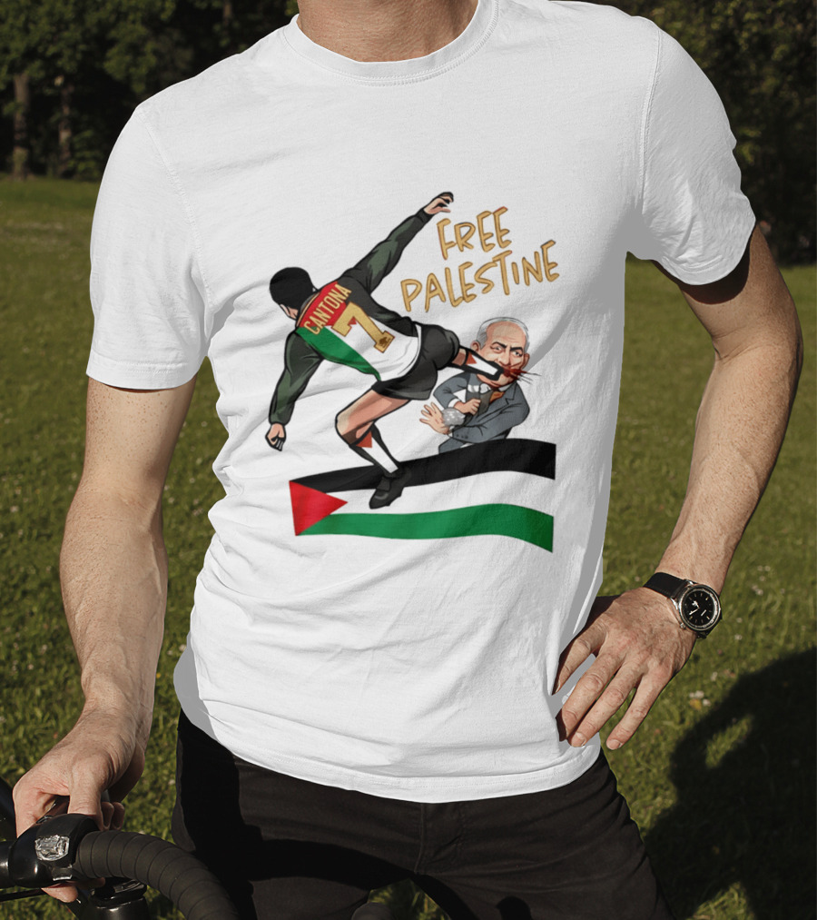 Cantona Number 7 Free Palestine Kick Advocate T-Shirt